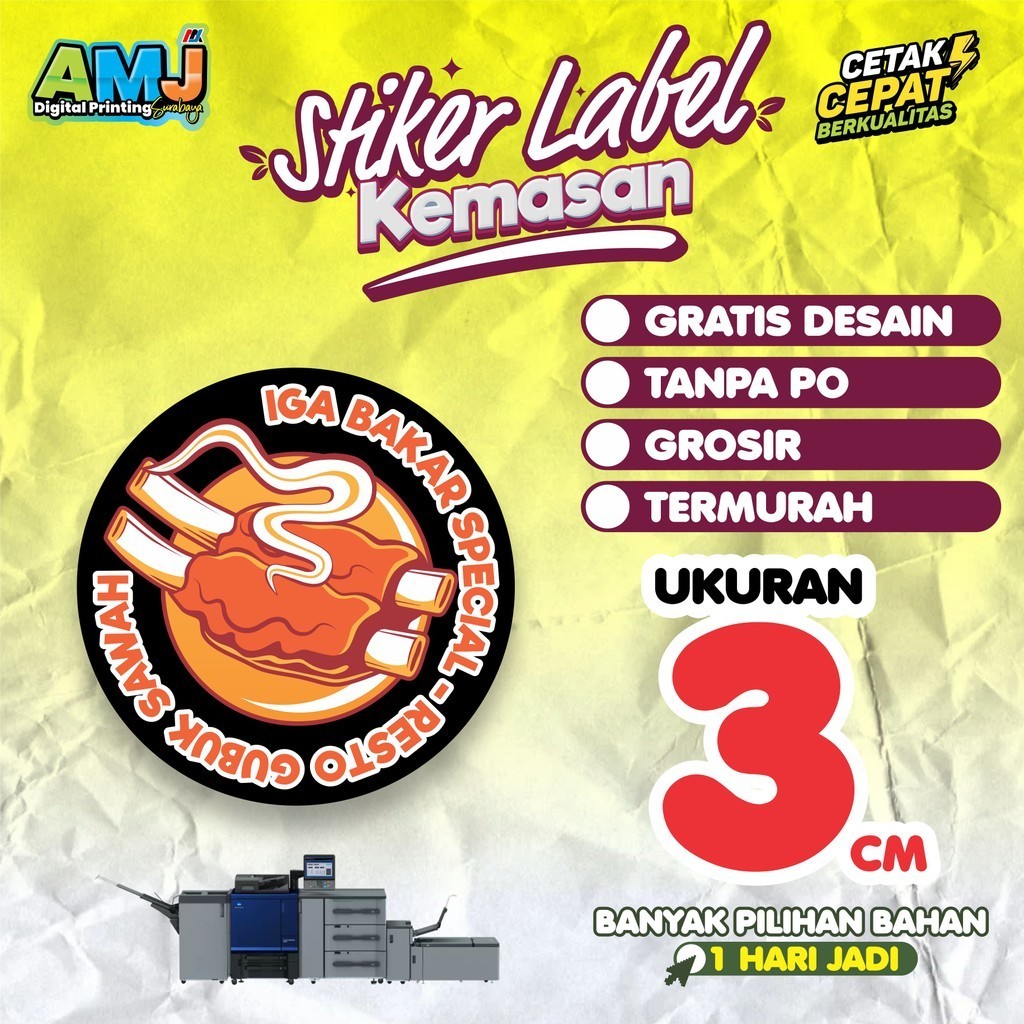 

[3 cm] STIKER LABEL / STIKER KEMASAN / OLSHOP / STIKER MAKANAN / STIKER MINUMAN/ CHROMO TERMURAH