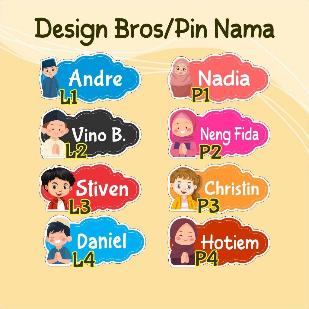 NAMA DADA PIN AKRILIK BROS AKRILIK NAME TAG AKRILIK KARAKTER  CUSTOM NAMA