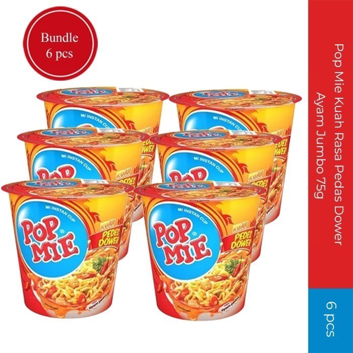 

Pop Mie Kuah Rasa Pedas Dower Ayam Jumbo 75gr - 6 pcs afewmart