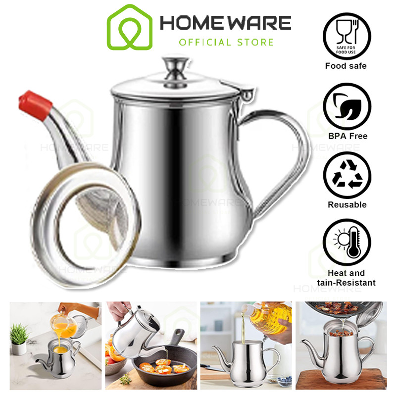 Home Ware Oil Pot Wadah Saringan Minyak Stainless Steel Teko Penyaringan Minyak Teko Air Teko kopi T