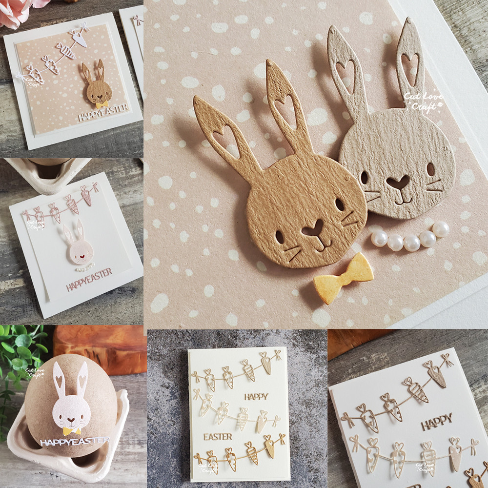 

Catlove Rabbit Bunny Carrot Garland Metal Cutting Dies Scrapbooking Stencil Die Cuts Card Making DIY Craft Embossing New Dies