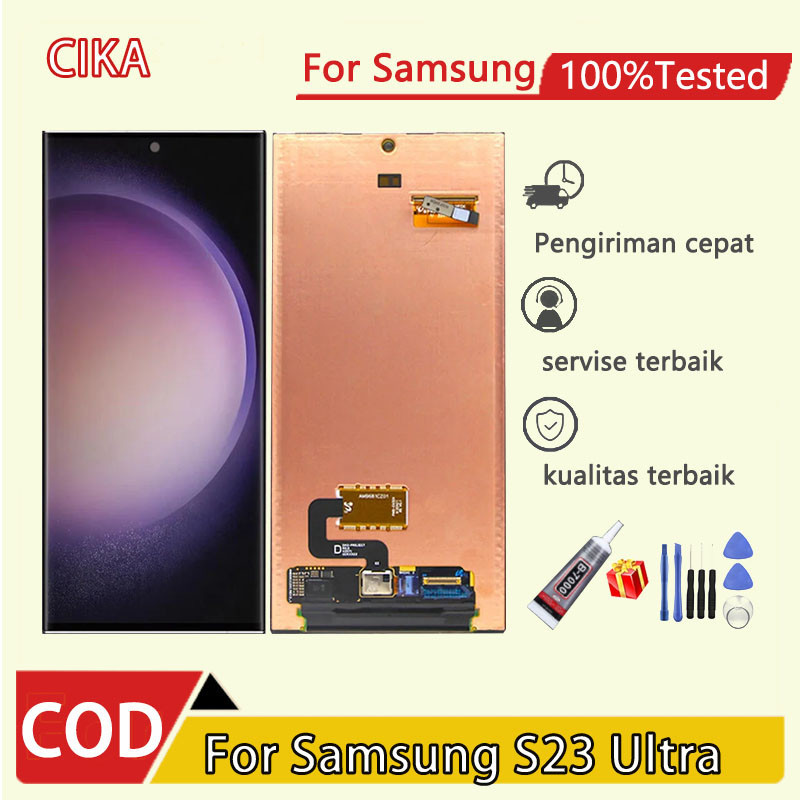 LCD TOUCHSCREEN SAMSUNG S23 ULTRA/S918B/S918W/S918N/S9180  AMOLED  FULLSET LAYAR FINGR ON