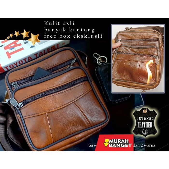 tas selempang pria kekinian Tas Slempang Pria Kulit Asli / Tas Slempang Kerja Pria dewasa T 38b7 - h