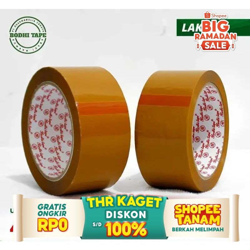 

aiGooTan - LAKBAN COKLAT 45 MM x 90 YARD - Isolasi 2 Inch Cokelat Selotip Bening Tape Packing Besar Putih Inchi Selasiban Inci Kualitas Daimaru Murah Medan