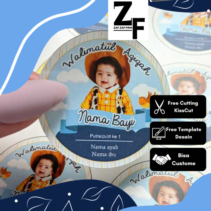 

ZAF 2-4 Stiker Label Tasyakuran Aqiqah Sticker Nama Anak Bayi Ucapan Kelahiran Akikah Uk.Kecil