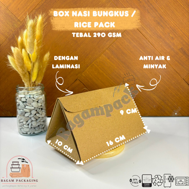 Dus Wadah Nasi Bungkus LAMINASI Rice Pack Kraft / Rice Pack Bungkus Nasi Kucing / Kertas Bungkus Nas