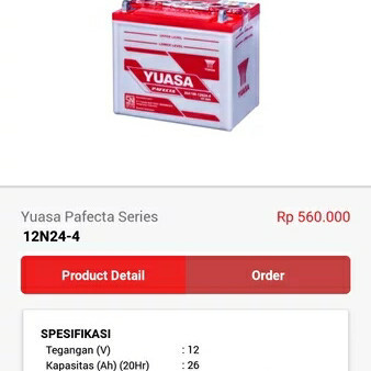 Aki accu 12n24-4 12n24 untuk genset dan lain lain yuasa berkualitas