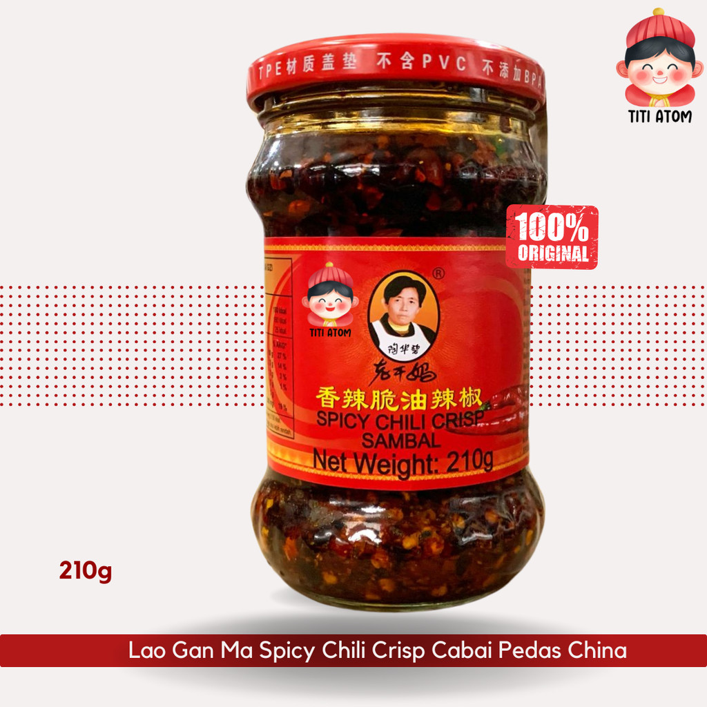 

Lao Gan Ma Spicy Chili Oil Crisp Minyak Cabai Cabe Pedas China Tiongkok 210g