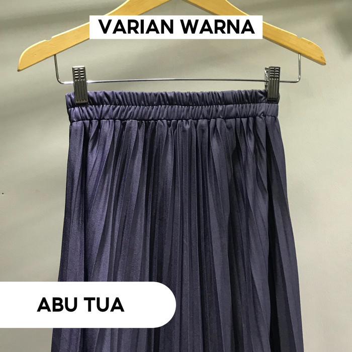 Rok plisket murah 2 warna /Rok kerja panjang muslim/Rok wanita dewasa - ABU TUA