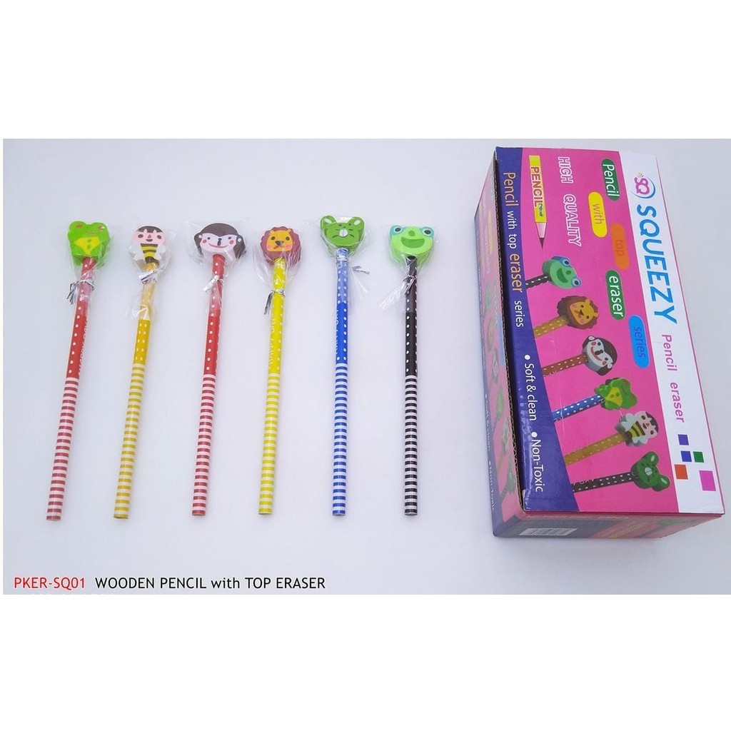 

NAT - 6 PC PENSIL KAYU + PENGHAPUS KARAKTER LUCU PKER-SQ01