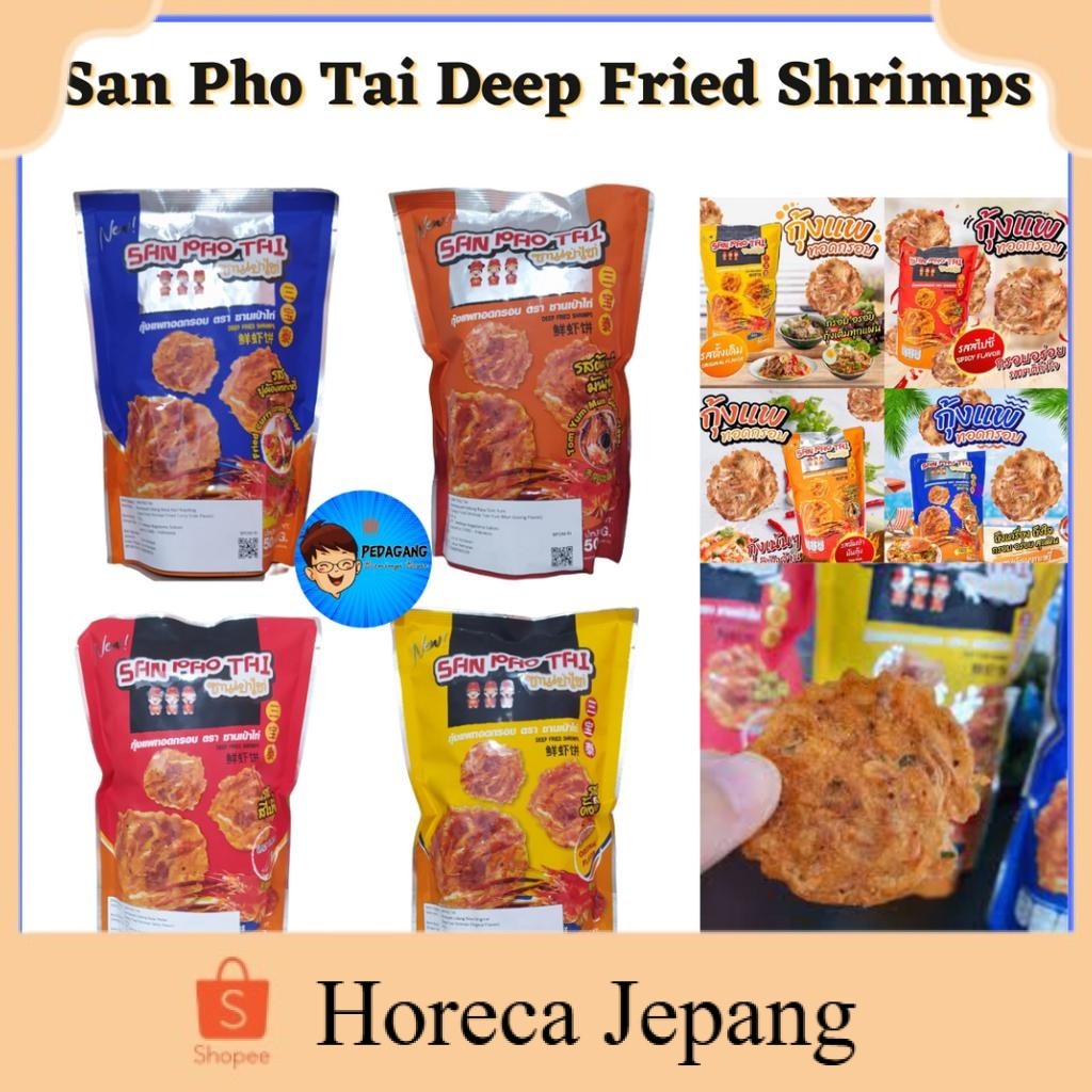 

San Pho Tai Deep Fried Shrimps 50g ada 4 varian rasa/ San Pho Tai Deep Fried Shrimps/ snack udang/ bakwan udang