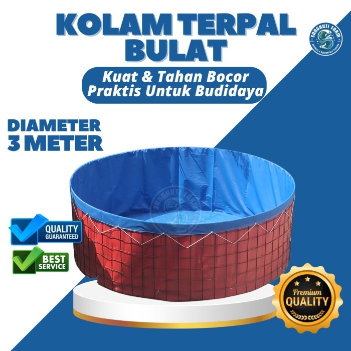Kolam Terpal Bulat Kuat & Tahan Bocor Diameter 3 meter – Praktis untuk Budidaya Ikan