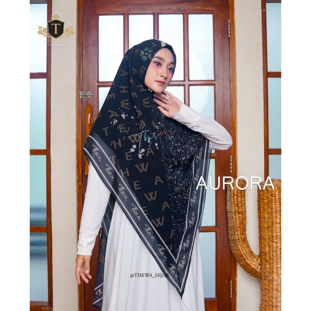 COD THEWA Kerudung/Khimar/hijab “PRINTING  ( Aurora )'' Jumbo OVAL 2 LAYER