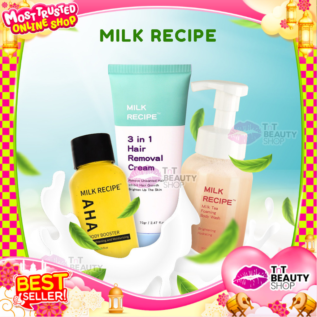 Milk Recipe SERIES | 4 in 1 Hair Removal Cream 70gr | AHA Body Booster Brightening & Moisturizing 30