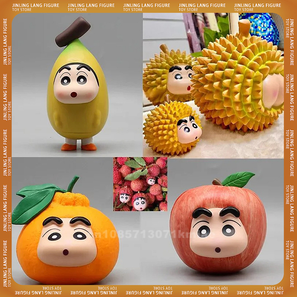 

Crayon Shin-chan Fruit Series Model Litchi Orange Durian Banana Cute Cartoon Creative Hand-made Car Desktop Ornaments Toys Gifts