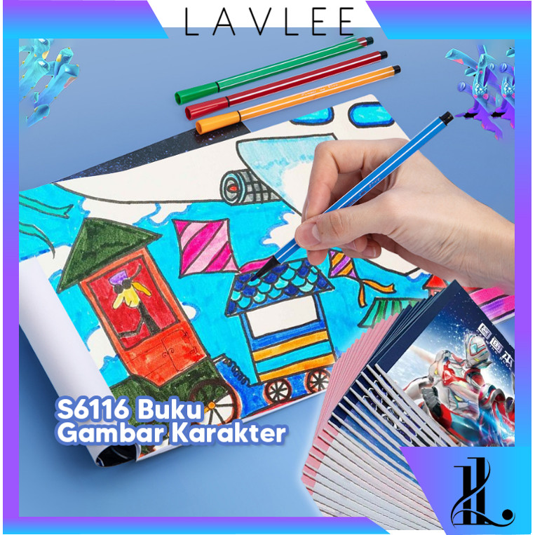 

LAVLEE - S6116 Buku Gambar Karakter / Drawing Book Tebal Tidak Tembus / Buku Gambar Lukisan Kertas / Painting Book Motif Karakter