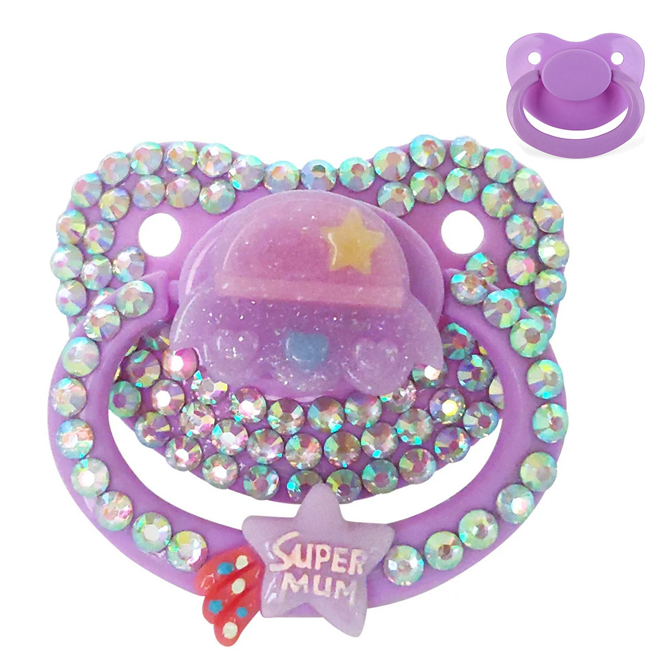 100% Handmake Cute Purple Spacecraft Pattern Adult Baby Pacifier Silicone Adult size Pacifier abdl D