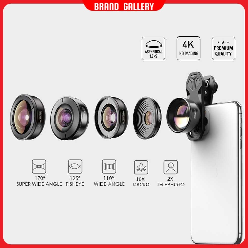 Lensa Kamera Smartphone Universal Clip 5 in 1 Lens - APEXEL APL-HB5