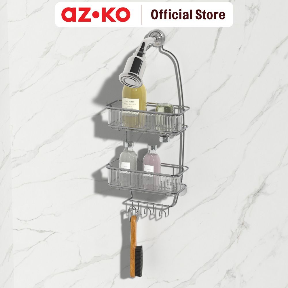 AZKO Stora Rak Gantung Kamar Mandi 2 Tingkat Chrome Wk820101r Shower Wall Shelf Organizer Tempat Sam