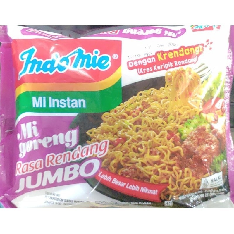 indomie goreng jumbo rasa rendang (1 dus isi 24 pcs @120 gr) ed 17 sept 25 pusat grosir jajn murah m