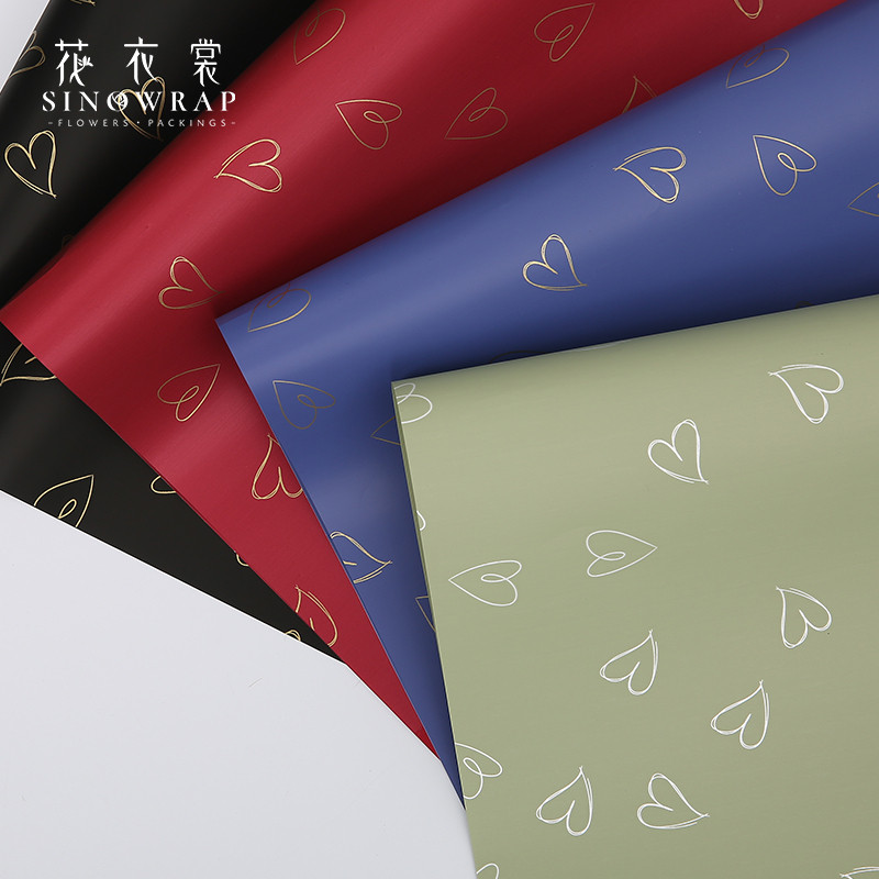 

(pack) kertas buket cellophane solid motif love flower wrapping 20 lembar