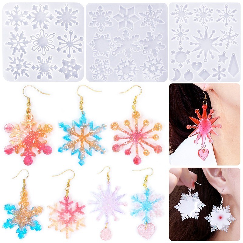 

Gift Snowflake Series Earrings Silicone Mold DIY Pendant Necklace Hair Clip Pendant Resin Epoxy Mold Jewelry Handmade