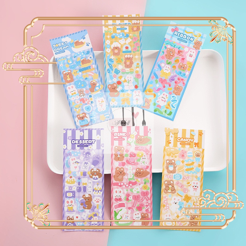 

STICKER WATERPROOF KARTUN BEAR RABBIT HOLOGRAM STIKER MOTIF KARTUN BERUANG DAN KELINCI KOREA LUCU ANTI AIR DEKORASI HANDBOOK SCRAPBOOK DIY STICKER BOTOL MINUM TUMBLR VIRAL LUCU MURAH CANTIK