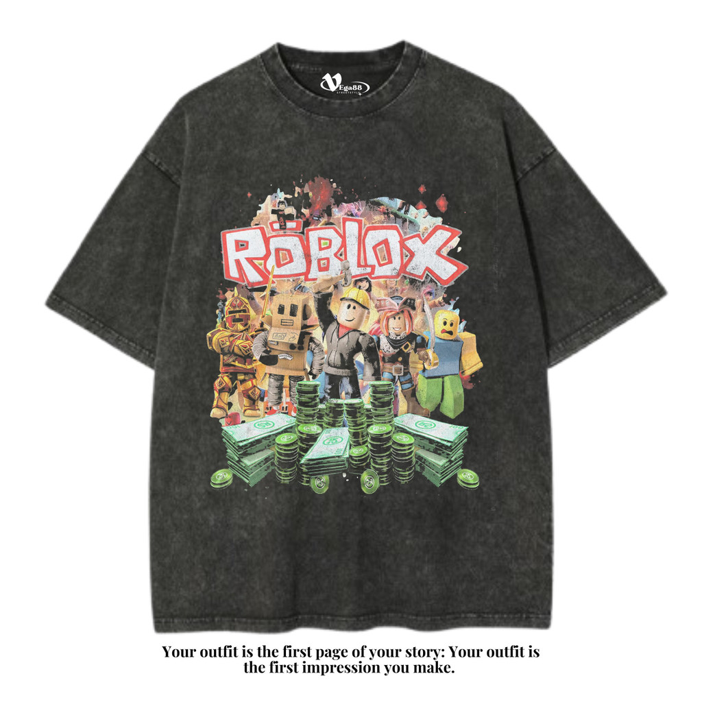 VEGA88 *Roblox* Kaos oversize | t-shirt oversized | kaos washed | washing | vintage tee