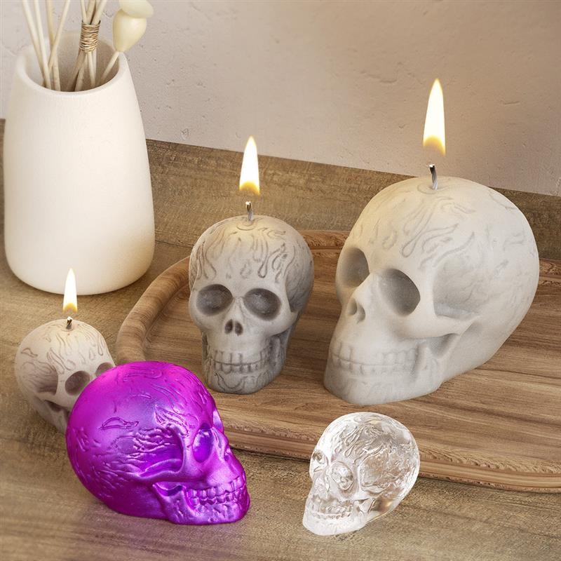 

3D Skull Candle Silicone Mold DIY Halloween Candle Mold Handmade Soap Plaster Mold Epoxy Resin Craft Casting Tool For Home Decor