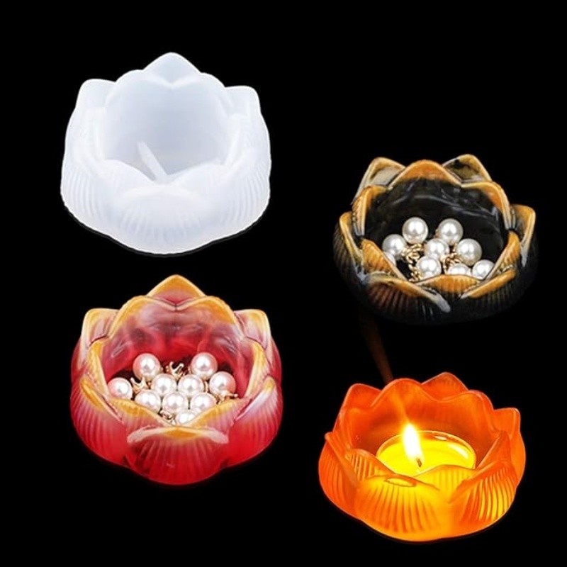 

DIY Crystal Epoxy Resin Mold Candle Holder Large Medium And Small Aromatherapy Candle Tray Mirror Silicone Mold