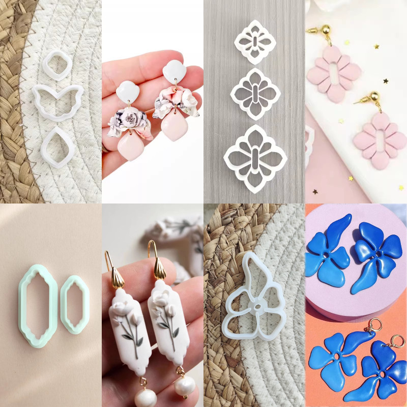 

Irregular Geometric Shape Soft Polymer Clay Cutter Flower Pottery Earrings Clay Mold DIY Jewelry Pendant Shaping Pottery Tools