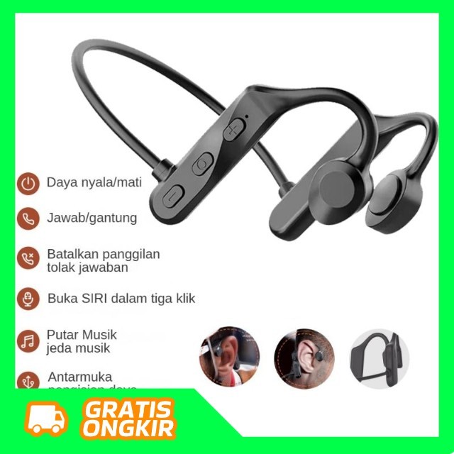 BONE CONDUCTION WIRELESS BLUETOOTH HEADPHONE SPORTS EARPHONE OPEN EAR EARPHONE