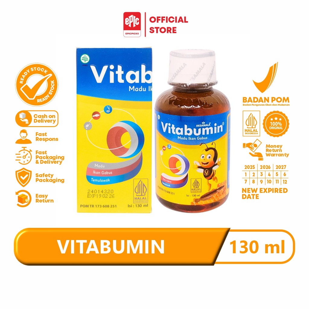 

Vitabumin Madu Ikan Gabus Vitamin Anak Sirup Asli Original 130 ml