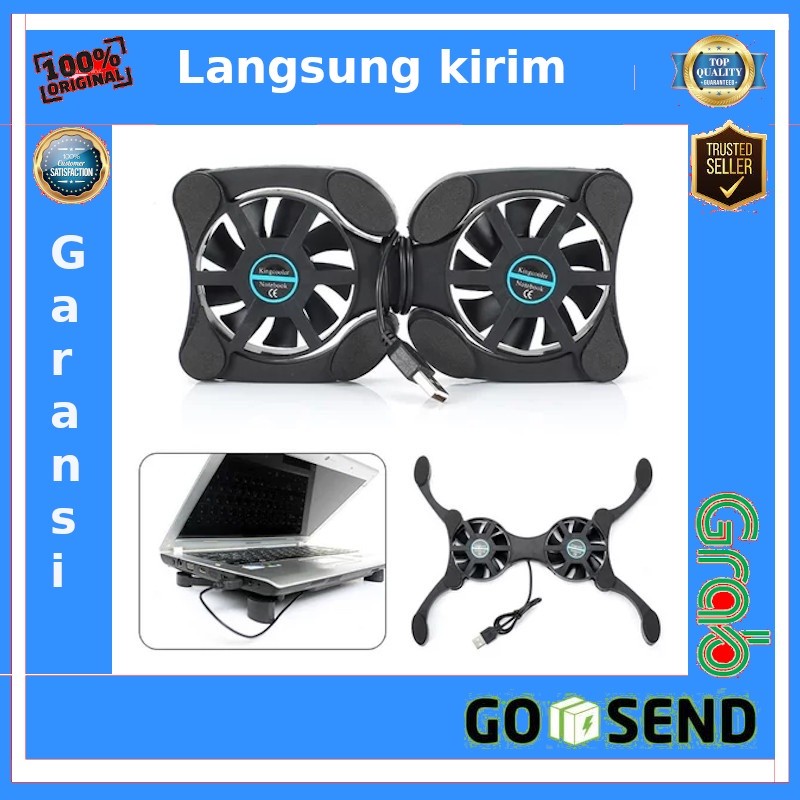 Pendingin Laptop Cooling Pad Elenxs Notebook Cooling Pad Lipat Portable X Stand Dual Fan - Xb100ac