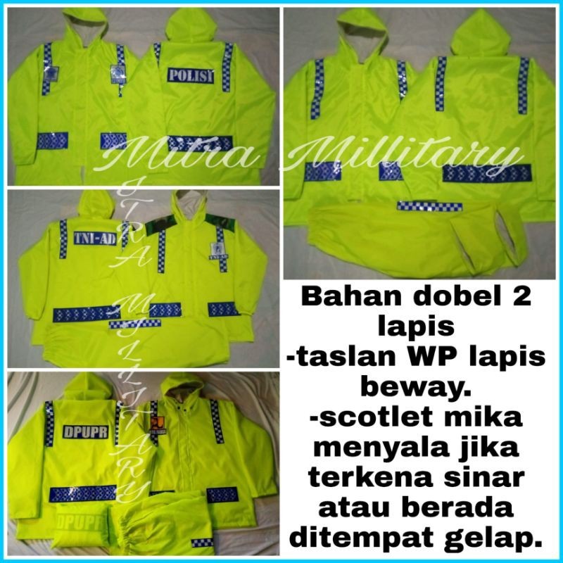 Jas hujan polisi Jas hujan TNI jas hujan Taslan WP lapis beway bahan dobel PREMIUM ANTI REMBES