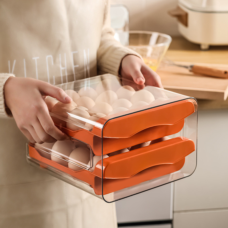 

Refrigerator egg storage box, drawer style fresh-keeping box, kitchen box, household stacked egg tray, double-layer