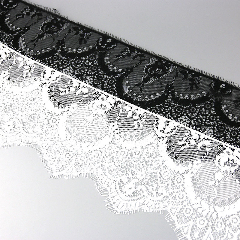 

Floral Embroidered Eyelash Ribbon, Clothing Accessories, Lace Material, Handmade Wedding Party Dress, 160mm, 3 Meters/Roll