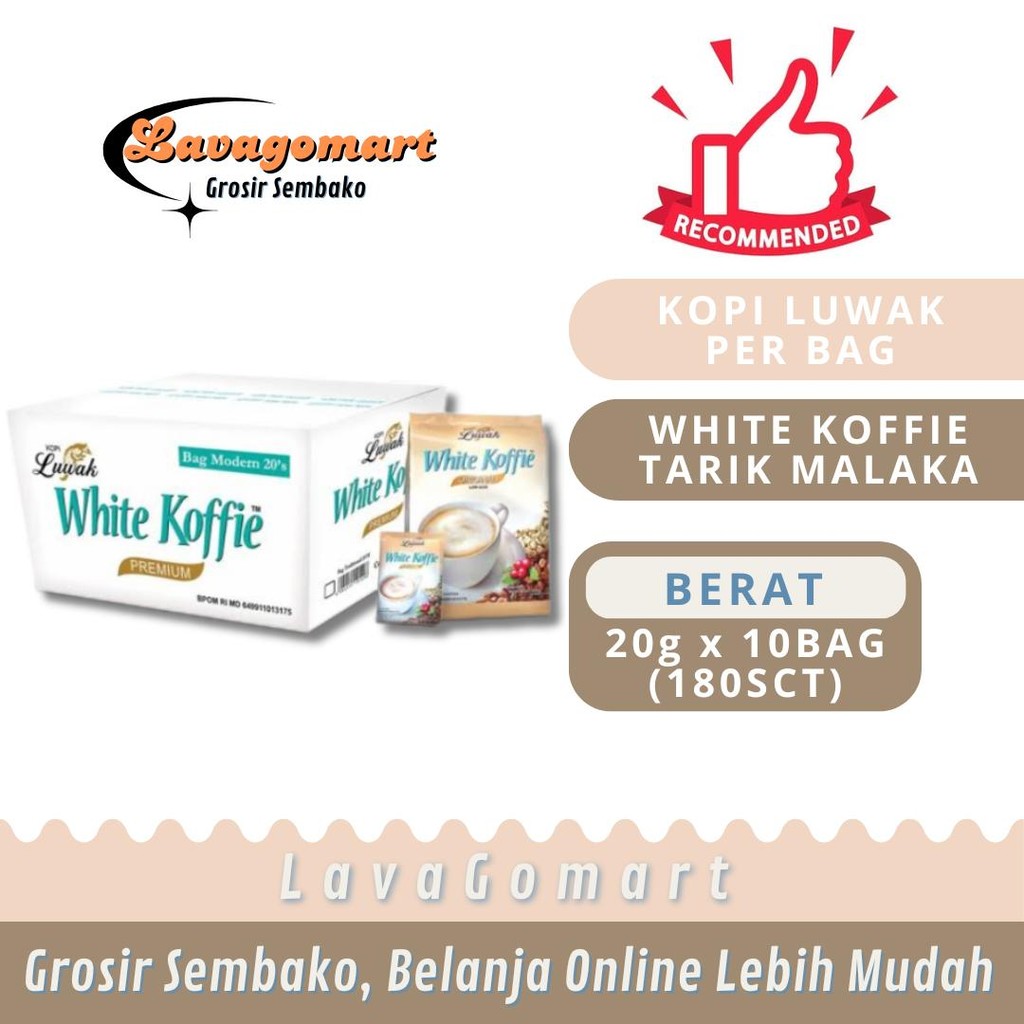 

KOPI LUWAK WHITE KOFFIE ORIGINAL 20g - 1 DUS - LAVAGOMART - BANDUNG