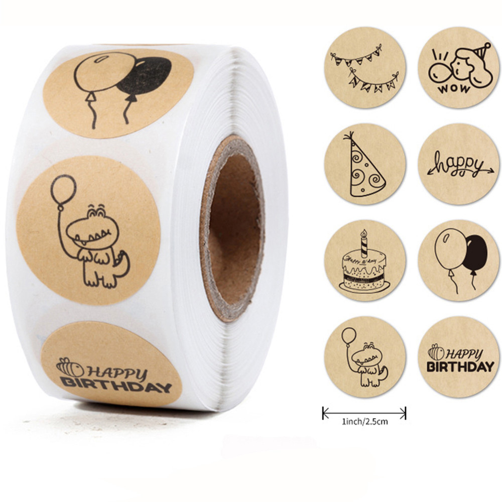 

100-500Pcs Round Happy Birthday Sticker For Creativity Cute Stationery Labels Various Sticker Child For Scrapbooking