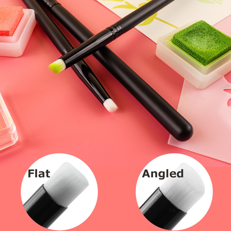 

3pcs/set Flat /Angled Detailed Blending Brushes Set Paint Brush Cleaner Stencil Brushes for Card Making Painting Supplies Craft