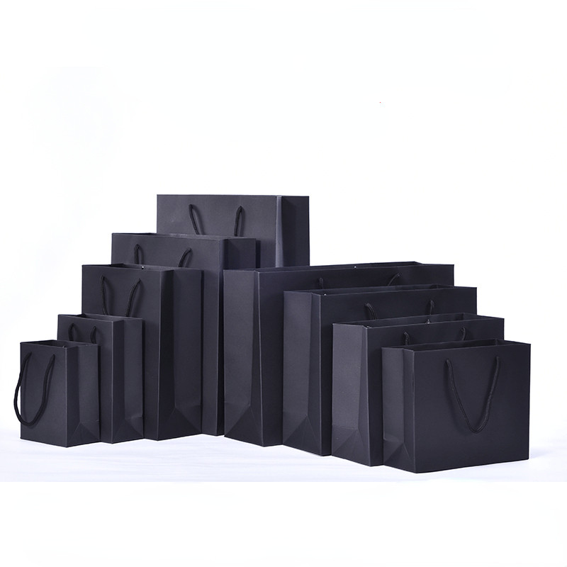 

1pc High Quality Black Tote Bag Clothing Store Bag Exquisite Gift Bag Shopping Bag Supplies Multiple Sizes Available Paper Bag