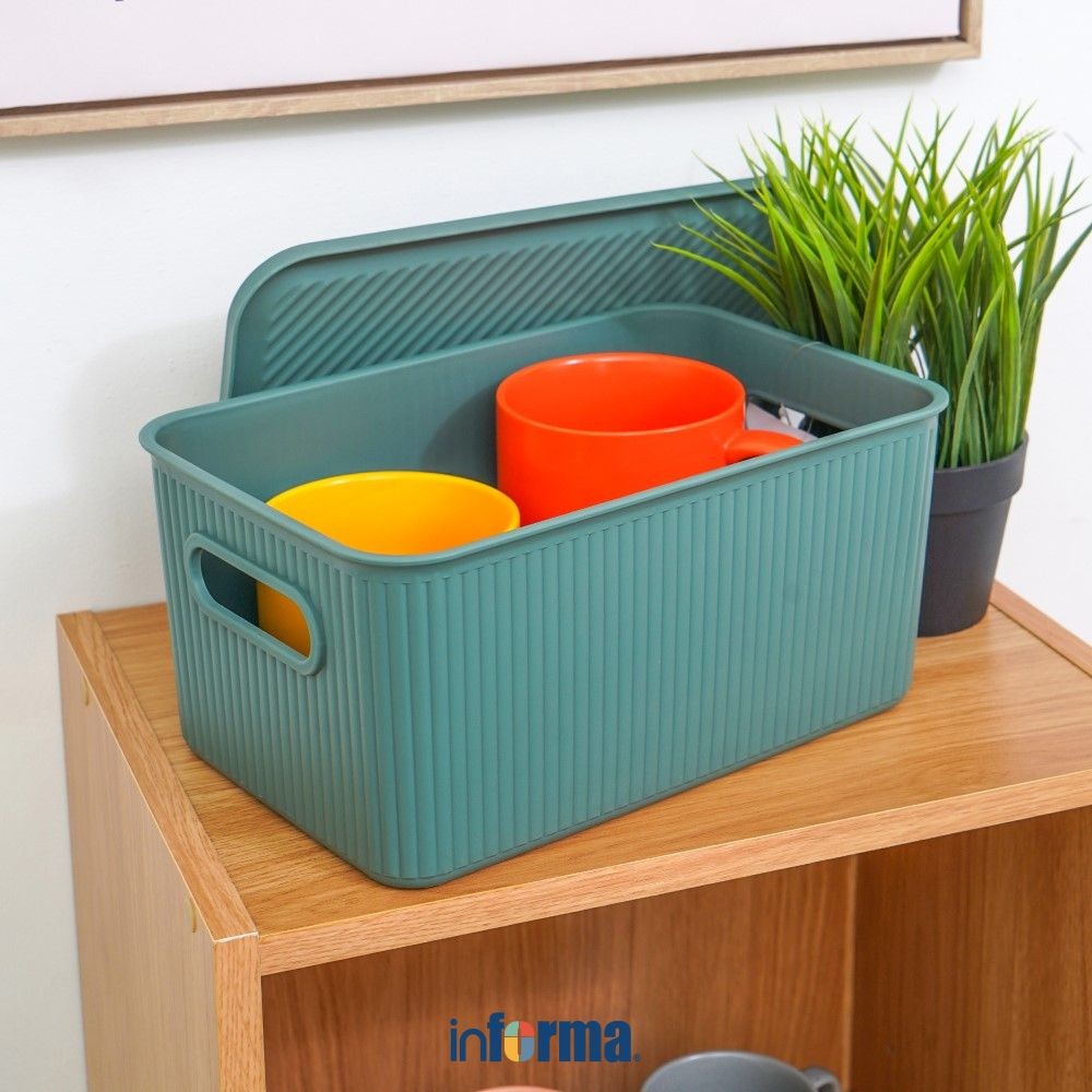 Informa 28.7x19x13 cm Kotak Penyimpanan Dengan Tutup - Hijau Kotak Serbaguna Wadah Simpan Storage Bo