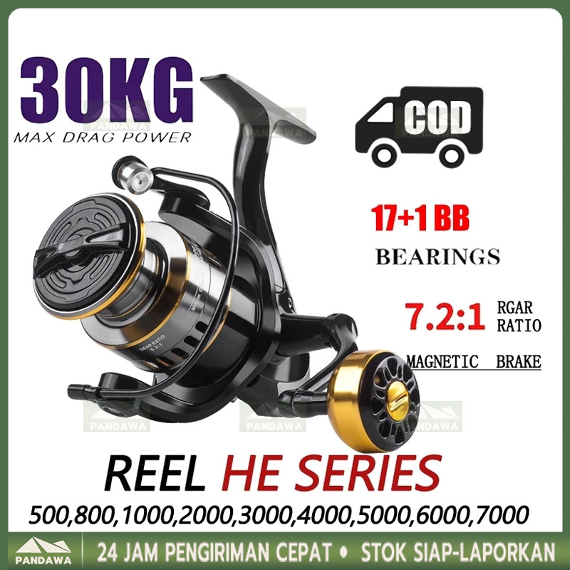 Reel Pancing HE1000 - 7000 10 Kg / Reel Pancing Murah Kuat Power /Gulungan Pancing Ikan Logam Metal 