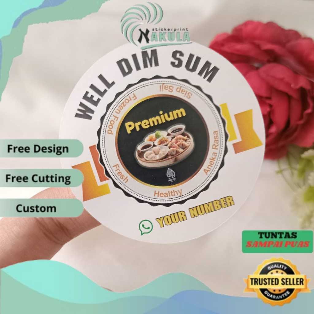 

NKL 2-4 Sticker Label Bulat Dimsum Stiker Makanan Free Desain Dimsum Custom Chromo Uk.Kecil