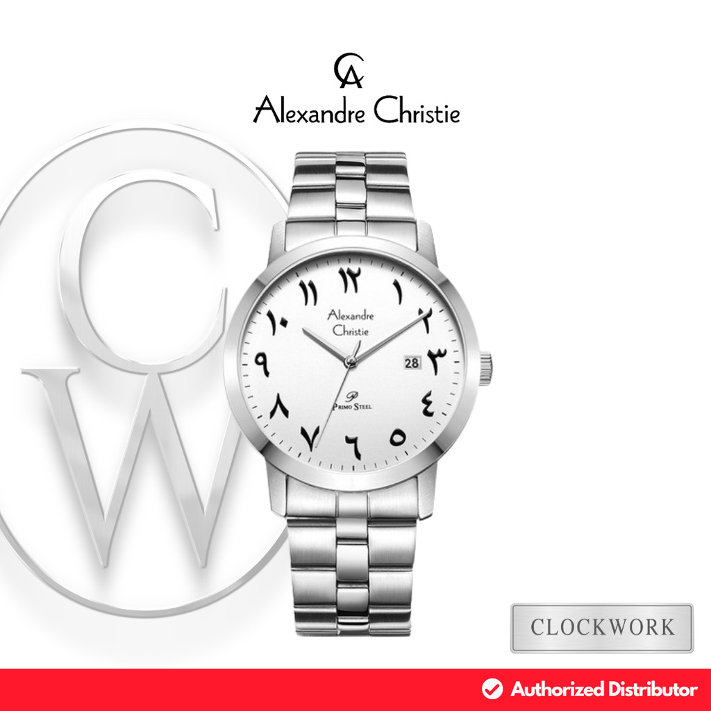 Jam Tangan Pria Alexandre Christie Primo Steel AC 1007 MDBSSSLBA Rantai Couple Minimalis Simple Silv