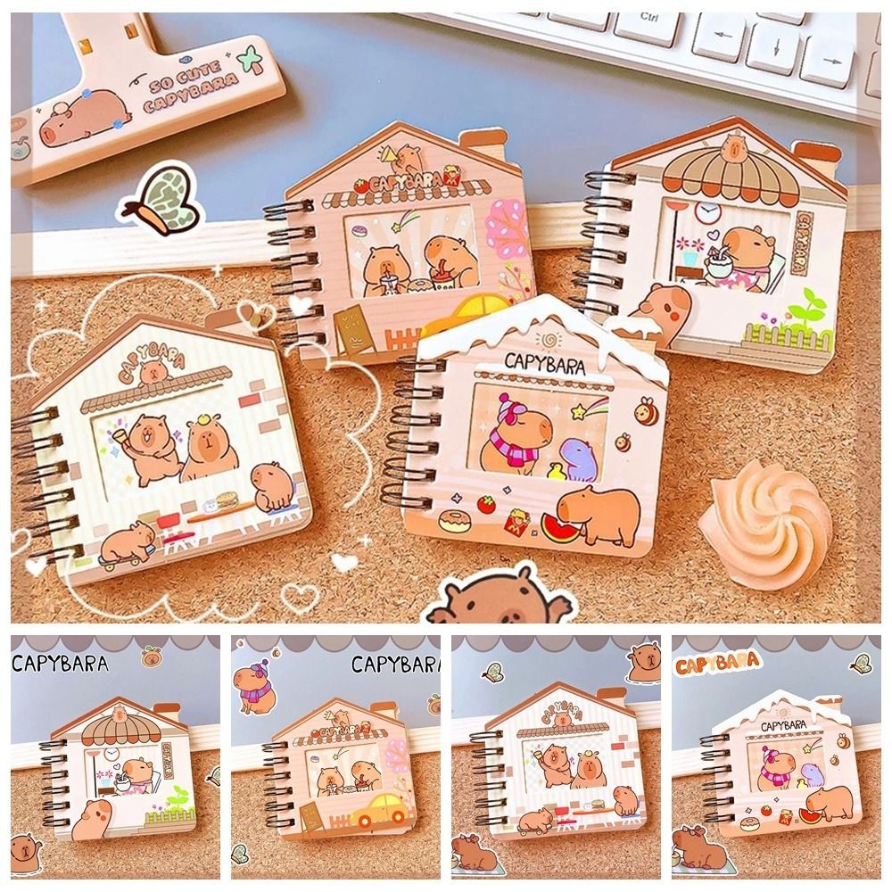 

Portable Cute Capybara Notebook Kawaii Aesthetic Color Page Diary Notepad Loose Leaf Mini Writing Pad School