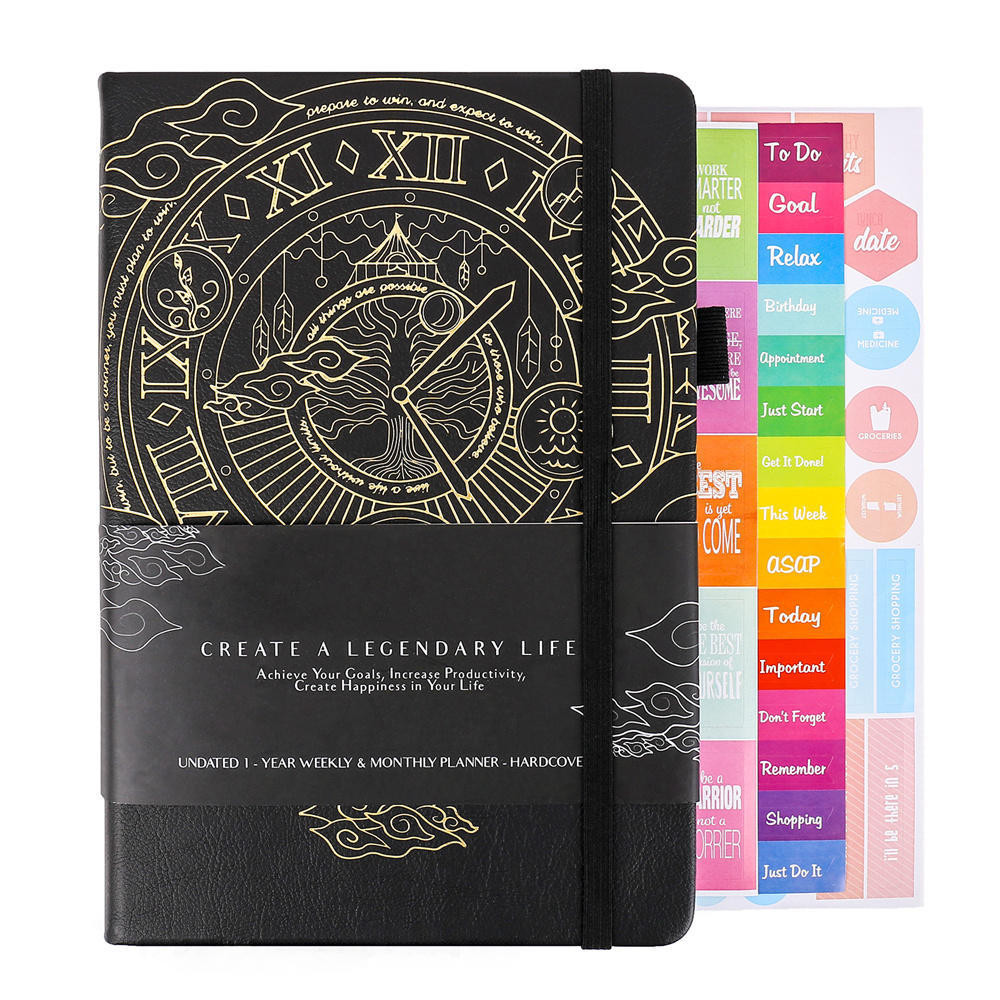 

2024 Agenda Daily Planner Notebook A5 Hardcover Weekly And Monthly Time Life Plan Organizer Notepad With Sticker Office Planner