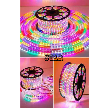 Qlola Money Lampu Led Strip Selang Paket Rgb 3528 2835 220V + Adaptor 5M - 50M Outdoor Led Strip Rgb