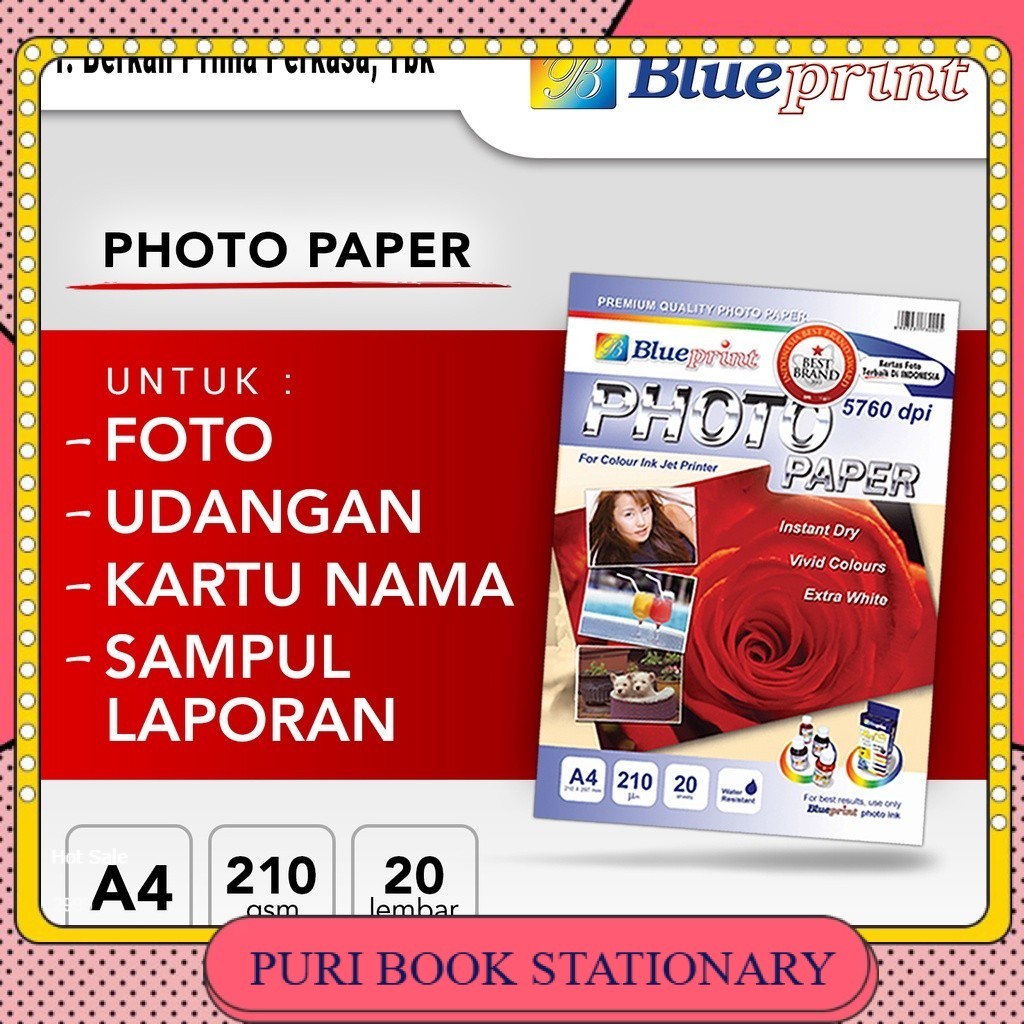Kertas Foto / Kertas Foto Glossy / Glossy Photo Paper BLUEPRINT A4 210 gsm