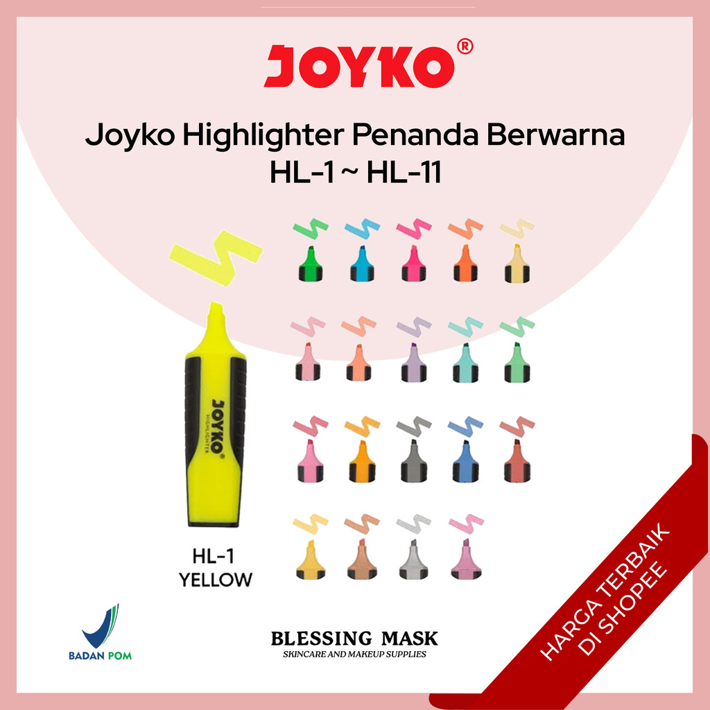 

Joyko Highlighter Penanda Berwarna HL-1 HL-11 | ATK Blessingmask